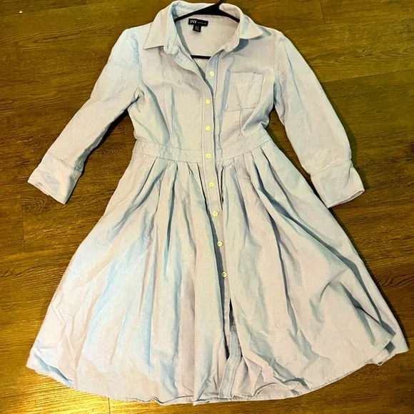 Jones New York | Dresses | Jones New York Collared Blue Buttonup Flowy Dress  With Large Side Pockets | Poshmark
